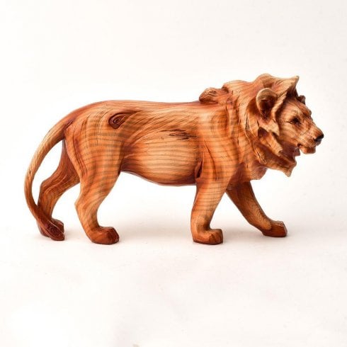 Naturecraft Prowling Lion Wood Effect Resin Figurine